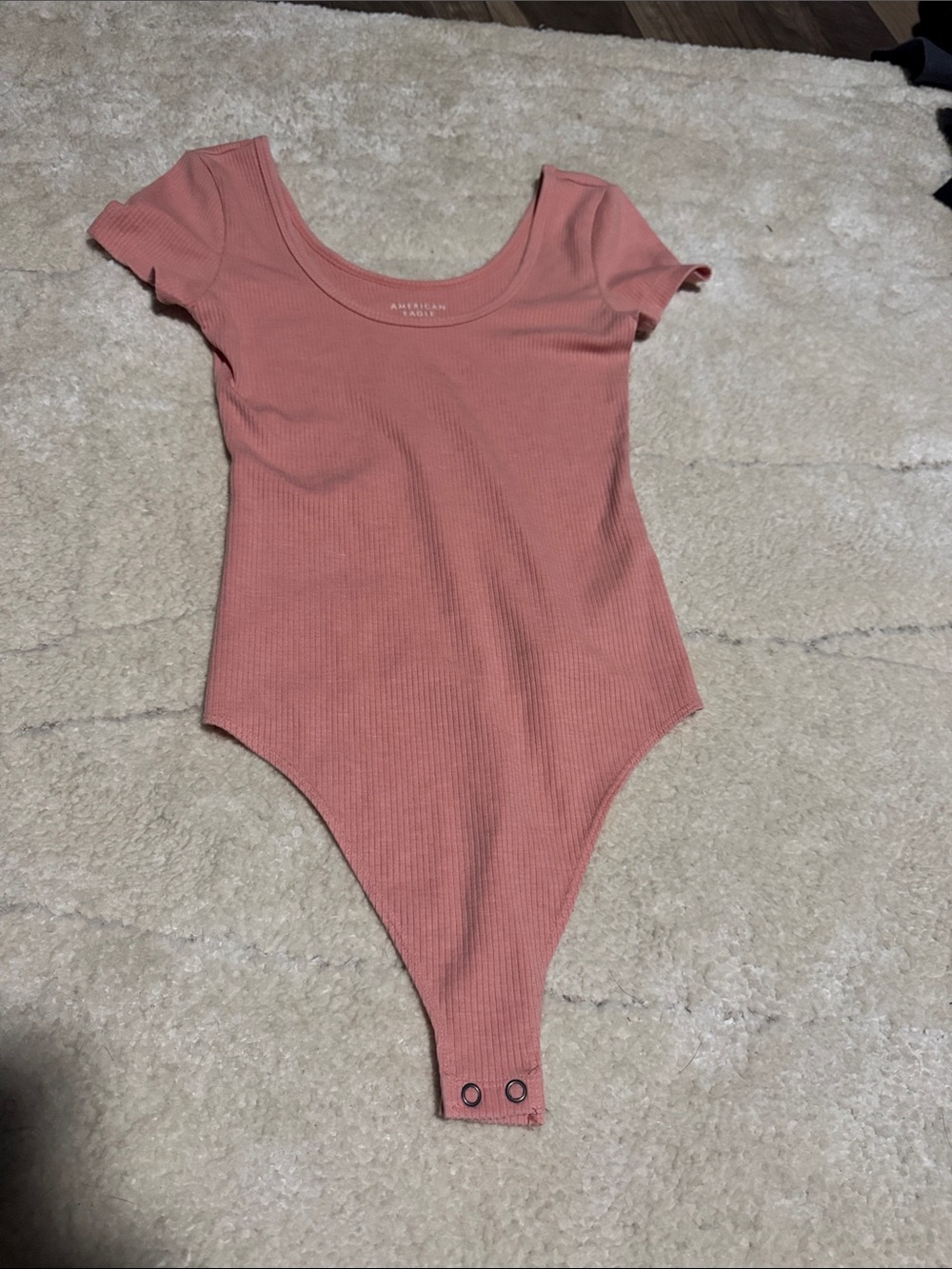 American Eagle Outfitters Coral Ribbed One-Piece Bodysuit